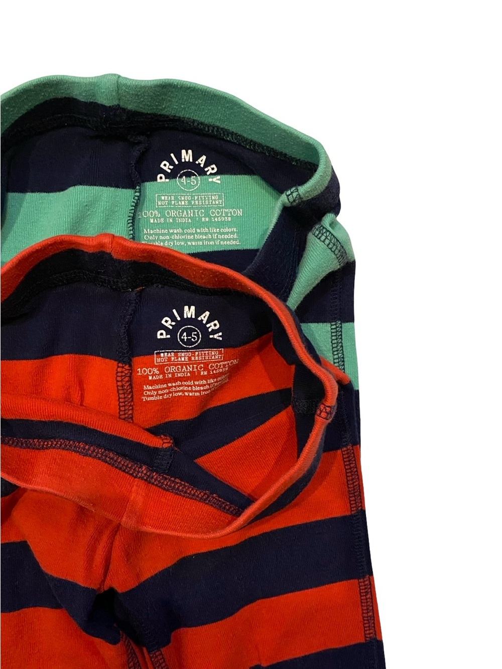 Primary Striped Kids Pajama Bottoms - Green, Red & Navy - Picture 3 of 3